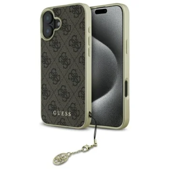 Чехол Guess для iPhone 16 4G Charms Collection, коричневый