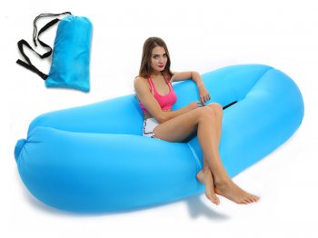 Piepūšamais Uzpūšams Gaisa Dīvāns Gulta Matracis Sauļošanas Krēsls Pufs, Gaiši zils | Inflatable Air Sofa Lazy Bag Lamzac БИВАН