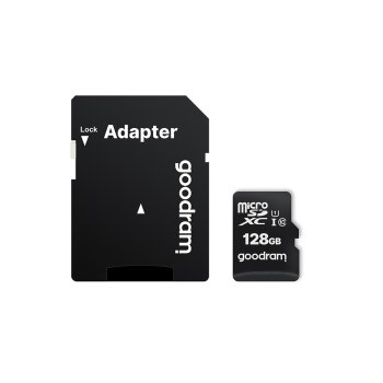 Atmiņas karte microSDXC GoodRam 128GB Class 10 UHS-I ar adapteri, melna