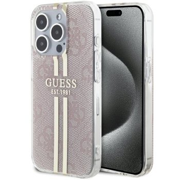 Guess iPhone 14 Pro Max Case IML 4G Gold Stripe, Pink
