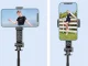 Selfiju nūja ar statīvu un Bluetooth pulti, 90 cm, melna