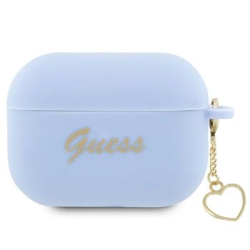 Чехол Guess для AirPods Pro 2 Silicone Charm Heart синий
