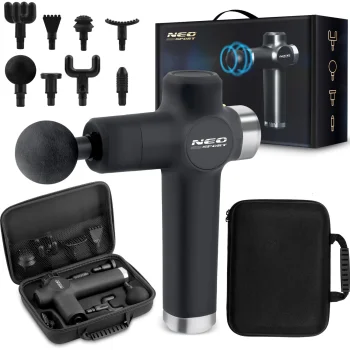 Ķermeņa masāžas pistole + 8 uzgaļi Neo-sport NS-501, Melns | Body Massage Gun