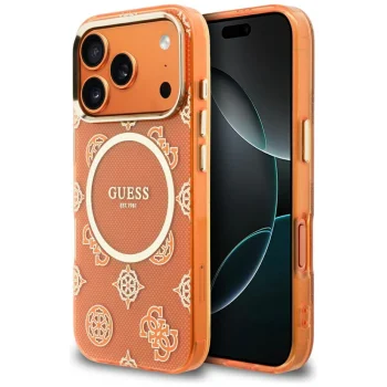 Guess IML Peony Dot MagSafe MagCase iPhone 17 Pro – oranžs | Phone Case Cover