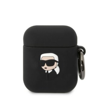 Karl Lagerfeld Чехол для AirPods Silicone Karl's Head 3D Черный
