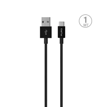 Puro USB-A uz USB-C kabelis 1m (Melns)