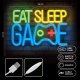 Forever Light PLEXI LED Neons EAT SLEEP GAME, Daudzkrāsains