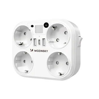 Сетевой разветвитель Wozinsky WRS-2B 4x AC 2x USB-A 1x USB-C 4000W, белый