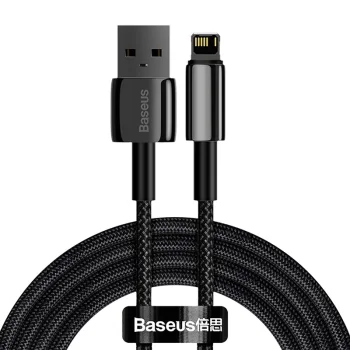 USB uz Lightning Kabelis Baseus Tungsten Gold 2.4A 2m Melns