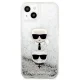 Apple iPhone 13 mini 5.4\" Karl Lagerfeld Liquid Glitter Karl&Choupette Head Case Cover (KLHCP13SKICGLS), Silver |...