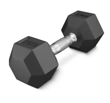 Hexagonal Steel Dumbbell 4FIZJO HEX 1 x 7.5 kg, Black