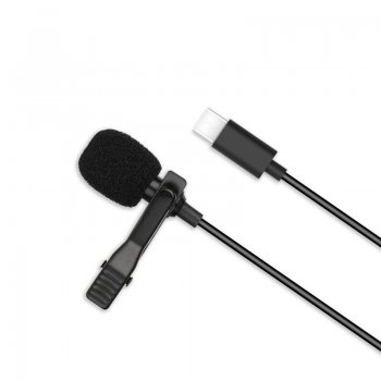 XO Jack to USB Type C Lavalier Wired Condenser Recording Microphone, 2m | Mikrofons Datoram Telefonam Kamerai