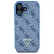 Guess iPhone 16 vāciņš Leather Metal Logo Strass Crossbody, zils