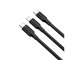 USB 3-in-1 charging cable for phone, Lightning, Micro USB, Type-C, 1.2m, black