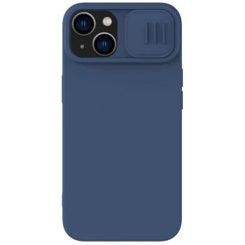 Nillkin CamShield Silky silikona vāciņš iPhone 14 Plus ar kameras aizbīdni, zils