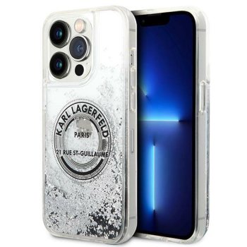 Karl Lagerfeld Liquid Glitter RSG Case for iPhone 14 Pro, Silver