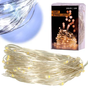 Светодиодная декоративная гирлянда нить 10 м 100 LED, холодный белый