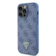 Guess Leather 4G Triangle Strass vāciņš iPhone 15 Pro Max, zils