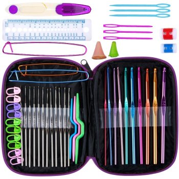 50-Piece Crochet Hook Set with Accessories in Case 0.6-6.5mm