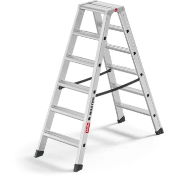 Divpusējas kāpnes Hailo Master D100, 2x6 pakāpieni, sudraba