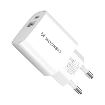 Сетевое зарядное устройство Wozinsky WGWCW USB-A USB-C 20W, белое