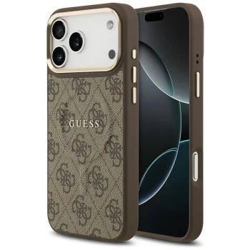 Guess 4G PU Classic Logo MagSafe vāciņš iPhone 17 Pro Max, brūns