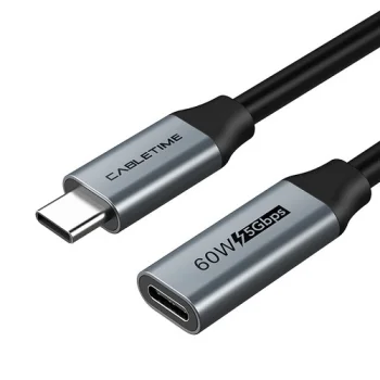 Удлинитель USB Type-C (M) - USB Type-C (F), 5Gbps, 60W, 4K/60Hz, 0.5м, черный