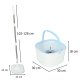 Rotating flat mop with dual-chamber bucket, microfiber, white