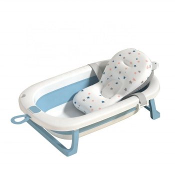 Saliekamā bērnu vanna ar termometru un mīkstu ieliktni, balti rozā