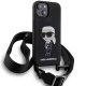 Karl Lagerfeld iPhone 15 vāciņš Crossbody Silicone Ikonik, melns