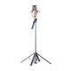 Selfiju statīvs WH181D-Y1S 1,75 m alumīnija teleskopisks tripods ar dubulto lampu un tālruņa turētāju – melns