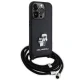 Karl Lagerfeld iPhone 15 Pro vāciņš Crossbody Saffiano Metal Pin, melns