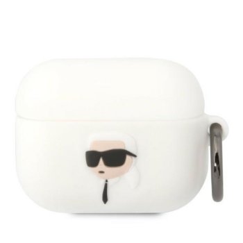 Чехол Karl Lagerfeld для AirPods Pro Silicone Karl Head 3D, белый