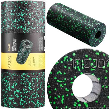 4FIZJO PRO+ Masāžas Putu Rullis Jogas Fitnesa Pilates Muskuļu Veltnis 33cm, Melns/Zaļš | Yoga Fitness Massage Foam...