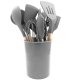 Kitchen Utensil Set, 12 Pieces, Wood and Silicone, Grey