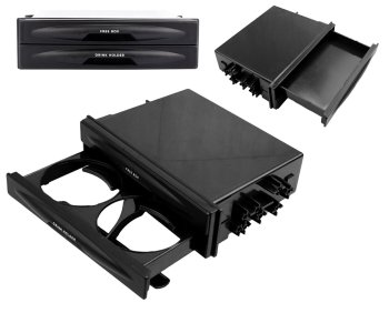 1 DIN Car Cup Holder and Storage Box, Black