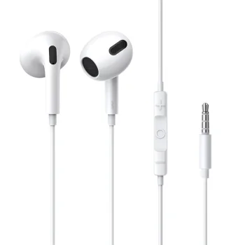 Baseus Encok H17 Wired Earphones with Microphone, White | Vadu Austiņas ar Mikrofonu