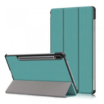 Samsung Galaxy Tab S7 FE (SM-T730 SM-T736B) Tri-fold Stand Cover Case, Green | Vāks Apvalks Pārvalks Grāmatiņa Planšetdatoram