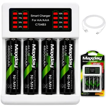 Зарядное устройство Maxday для аккумуляторов AA / AAA с LED индикатором +...