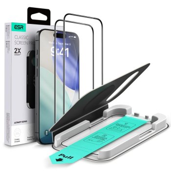 Apple iPhone 17 Air 6.5'' ESR UltraFit Tempered Glass Screen Protector, Black, 2 pcs. | Telefona Ekrāna Aizsargstikls...
