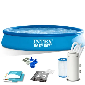 Intex inflatable-ring garden pool 457 x 84 cm with filter pump