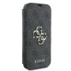 Guess 4G Metal Logo Wallet Case for iPhone 16, Black