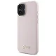 Чехол Guess для iPhone 16 Plus Silicone Script Metal Logo & Frame, розовый