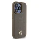 Чехол DKNY для iPhone 15 Pro Leather Monogram Pattern Metal Logo MagSafe, коричневый