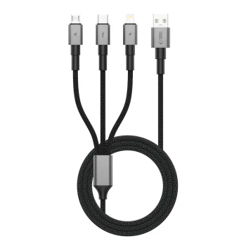 Кабель 3в1 Tech-Protect UltraBoost DNA USB-C / Micro-USB / Lightning 120 см, серый
