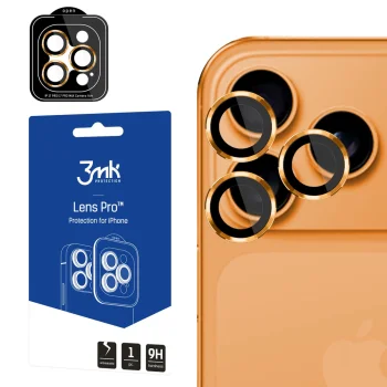 3mk iPhone 17 Pro / 17 Pro Max kameras aizsargstikls Lens Protection Pro, oranžs