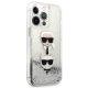 Karl Lagerfeld iPhone 13 / 13 Pro Case Liquid Glitter Karl & Choupette, Silver