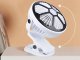 Desk Fan with Clip and LED Light, 3 Modes, Rechargeable, White/Black