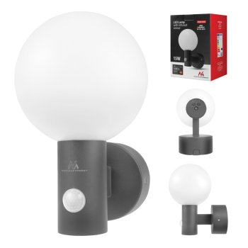 Фасадный LED светильник Maclean MCE515 GR с датчиком движения, 15W, IP65, серый