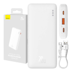 Baseus Airpow Power Bank 10000mAh 20W, White | Pārnēsājams Ārējais Portatīvais Akumulators Lādētājs